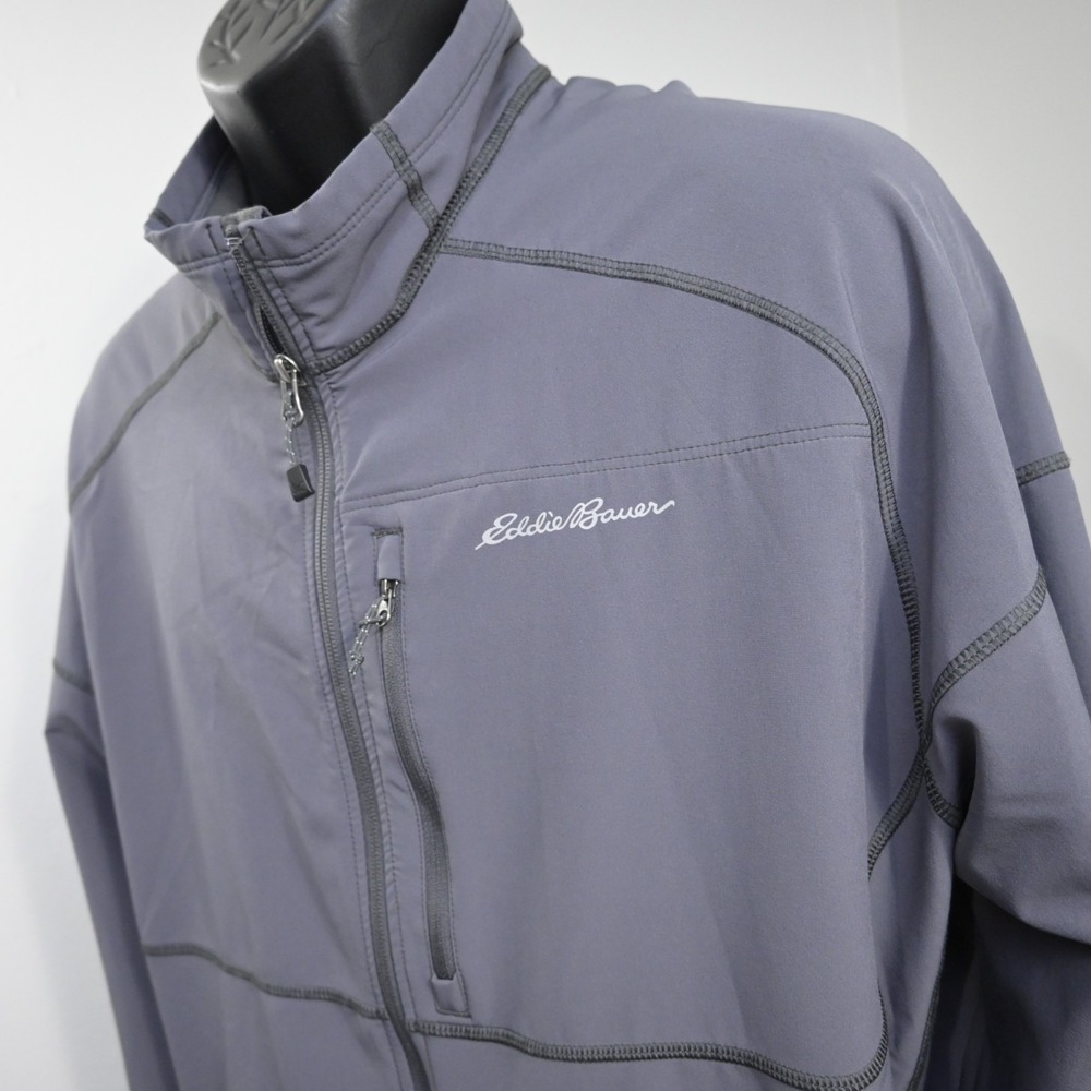 Eddie Bauer Full Zip Hiking Jacket Gray Long Sleeve W/ Pockets Mens Size 2XL XXL - Picture 1 of 11